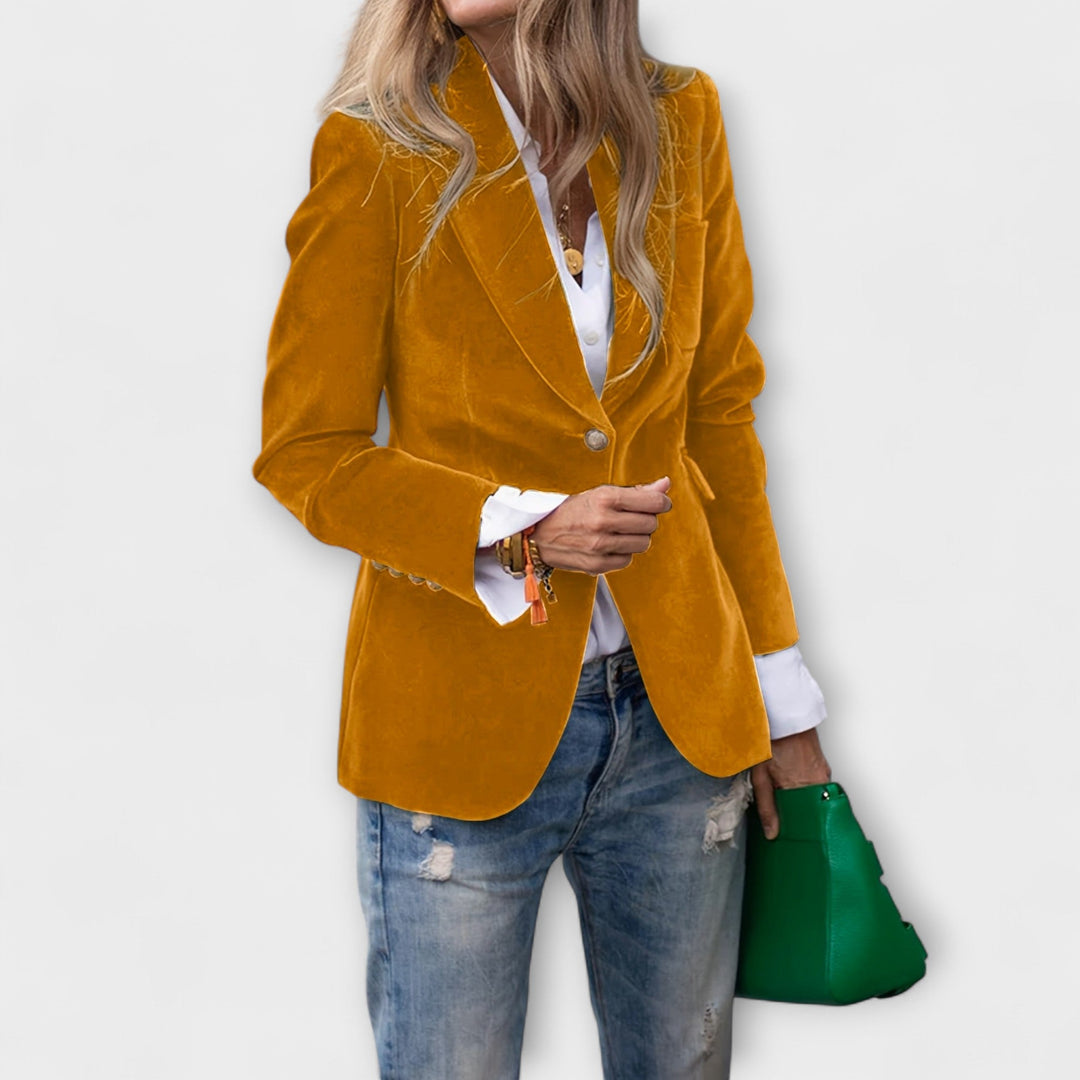 Nora - Velourblazer med guldknapper