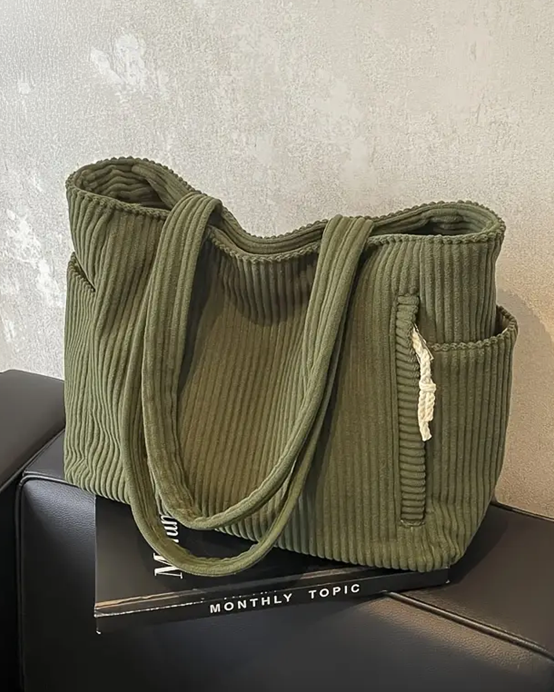 Rosa – Ribbet mulepose med snore-detalje