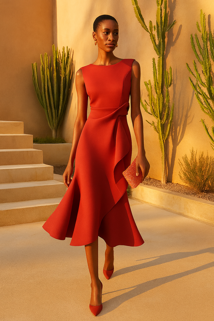 Juliette – Draperet asymmetrisk midikjole