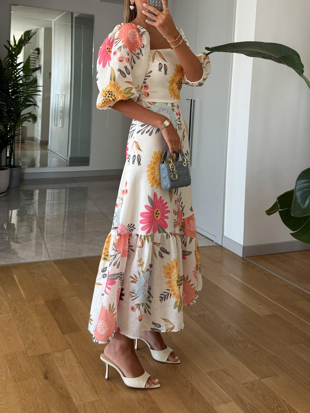 Karen | Blomstret Puff Midi
