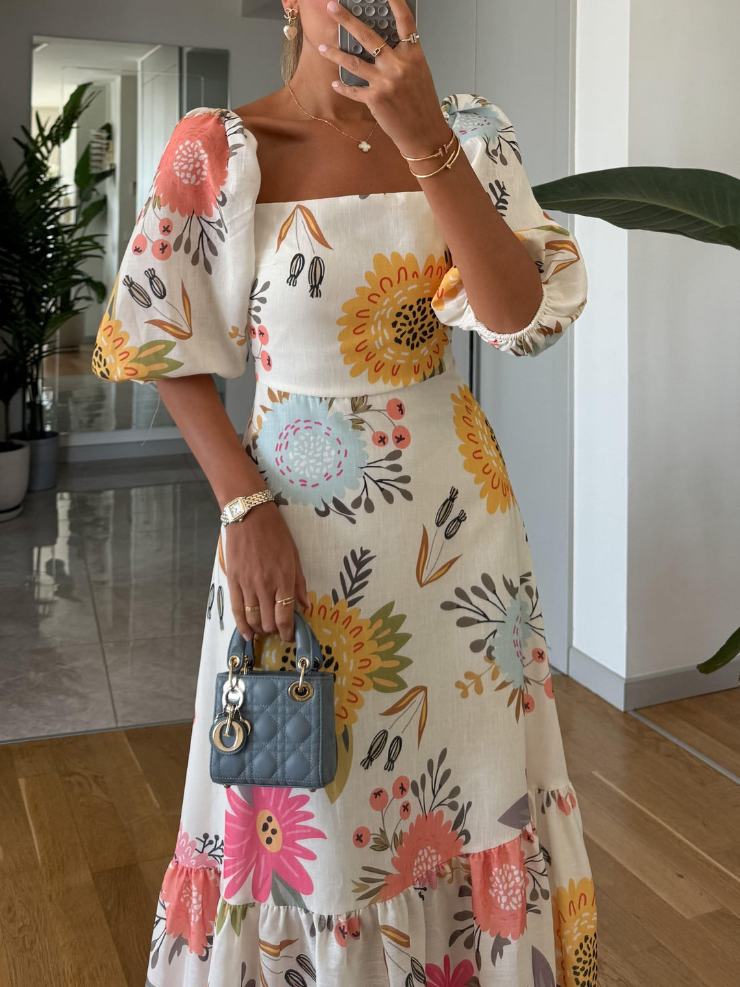 Karen | Blomstret Puff Midi