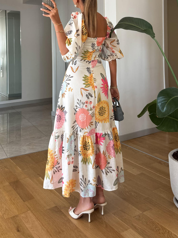 Karen | Blomstret Puff Midi