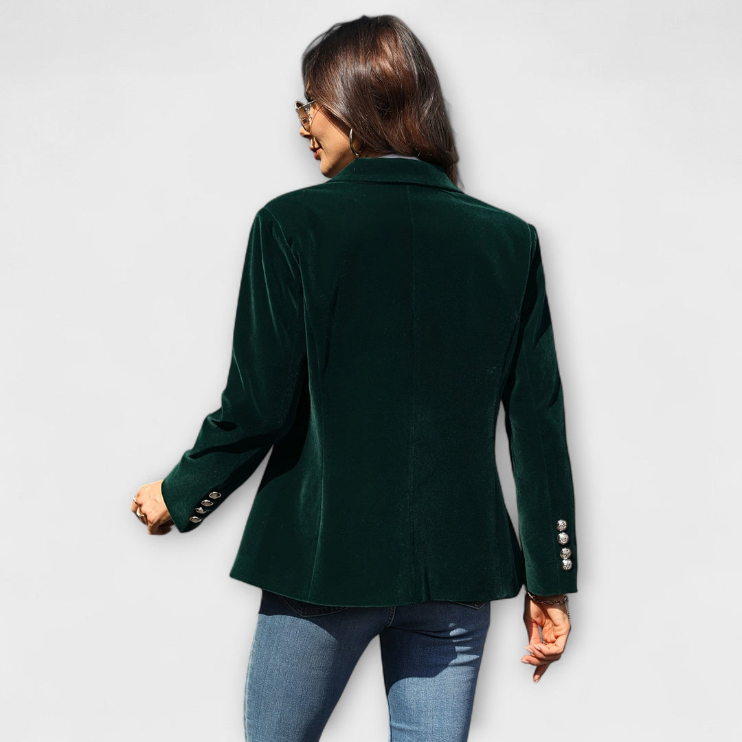 Nora - Velourblazer med guldknapper